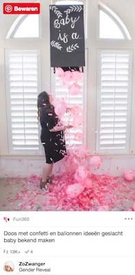 ideeen geslacht baby bekend maken met confetti en ballonnen